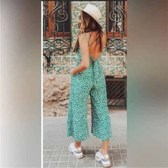 Faithful the Brand Playa Green Floral Print Jumpsuit Playsuit - Picture 4 of 13